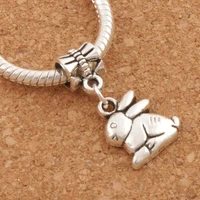 bunny rabbit easter big hole beads 13 3x25mm 100pcs zinc alloy dangle fit european charm bracelets b498