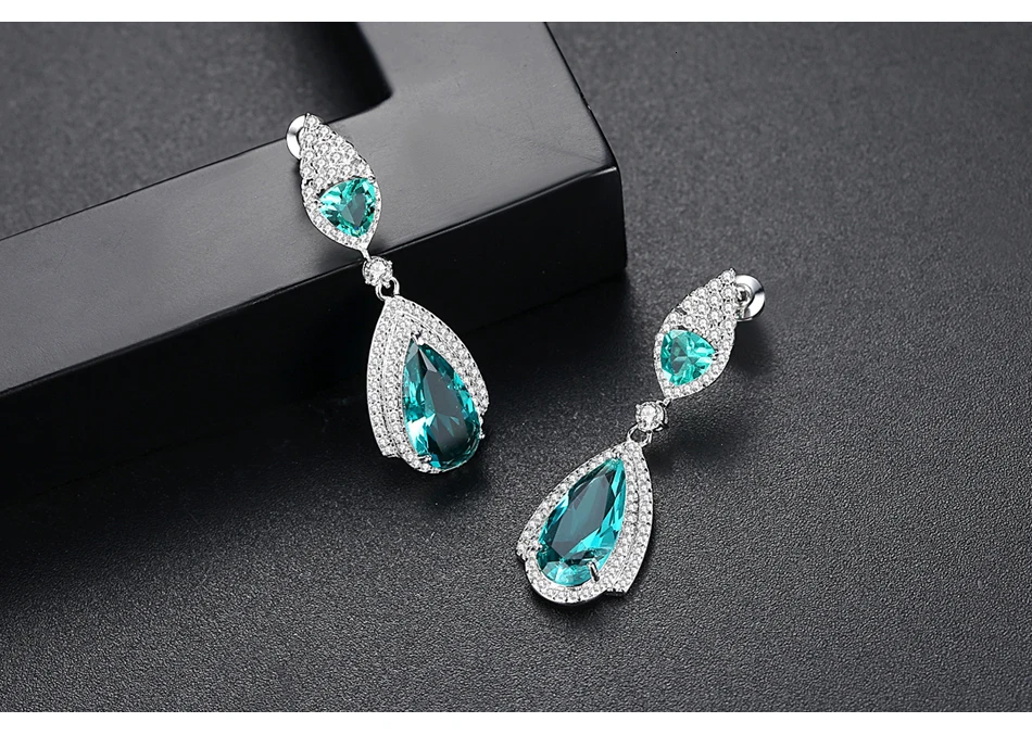 LUOTEEMI Brand New Fashion Luxury CZ Drop Earrings for Women Bridal Wedding Party Jewelry Long Big Pendientes Bijoux Femme Gifts