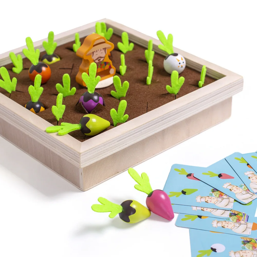 

Wooden Block Pulling Carrot Vegetable memory Game Kids Montessori Toy Block Set Cognition Ability Alpinia Toy funny Interactive