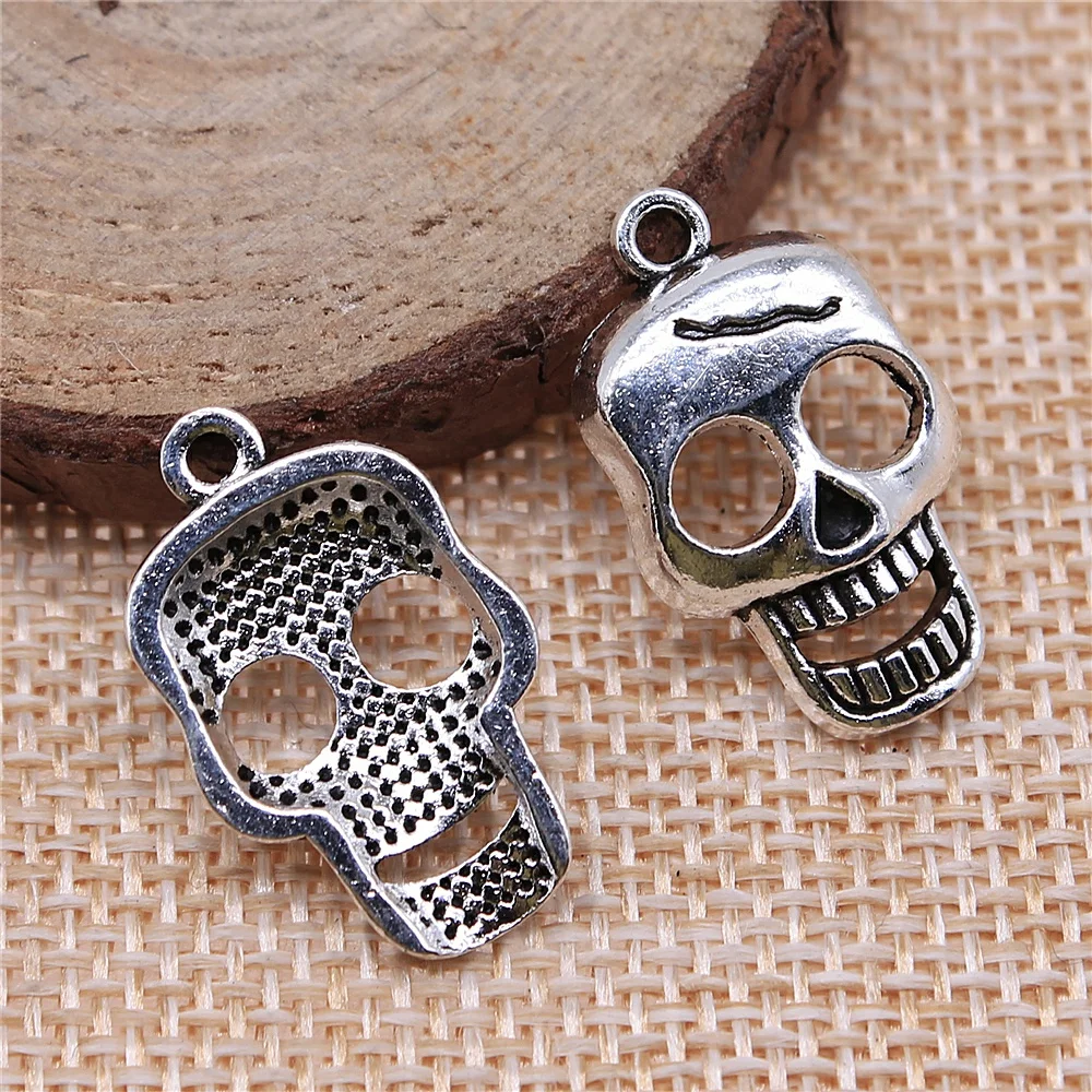 

free shipping 28pcs 23x12mm antique silver Skeleton charms diy retro jewelry fit Earring keychain hair card pendant accessories