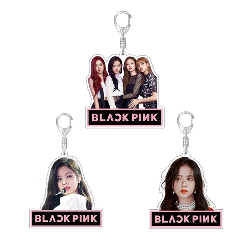 Модные Kpop черные Розовые Акриловые Брелоки для ключей держатель Lisa Rose Jennie Jisoo сумка Подвеска альбом Мода Шарм ювелирные изделия
