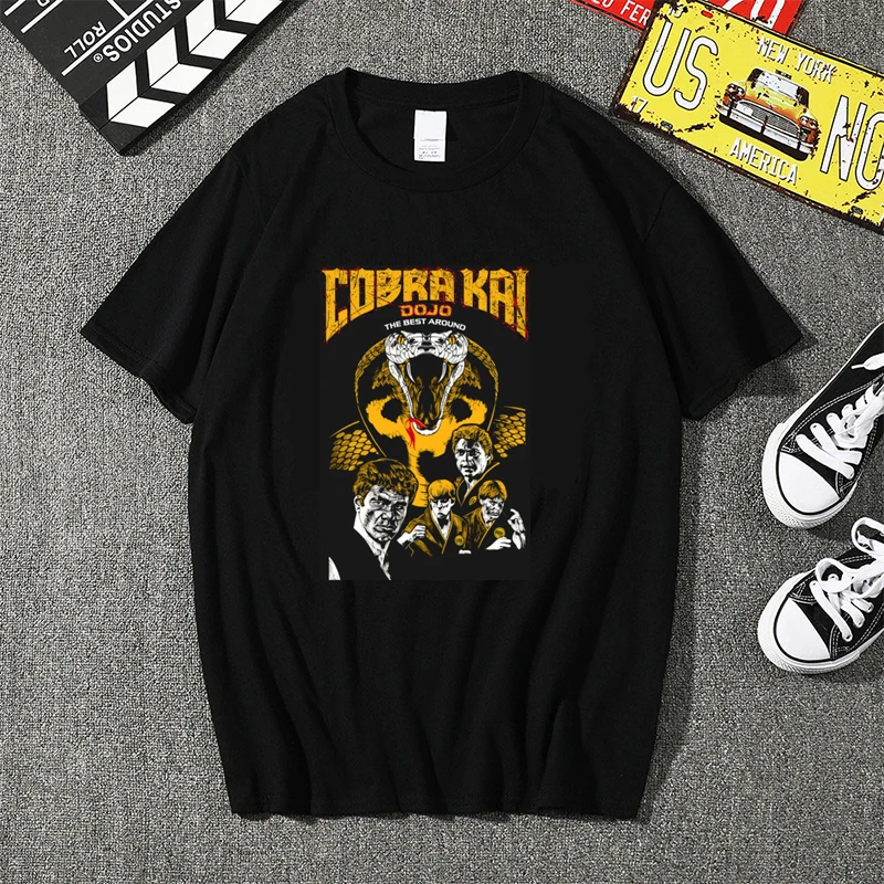

Cobra Kai T shirt Men 100% Cotton Sweeping Legs T-shirt 1984 TV The Karate Kid Tshirt Daniel Larusso Tees Short Sleeved Fan Top