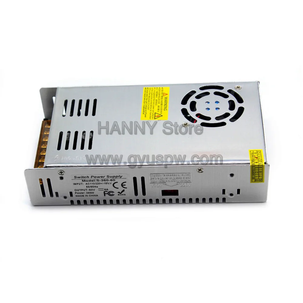 Single Output Switching Power Supply DC 60V 6A 360W PowerSource Transformers 110V 220V AC DC60V SMPS for CNC Stepper Motor CCTV |