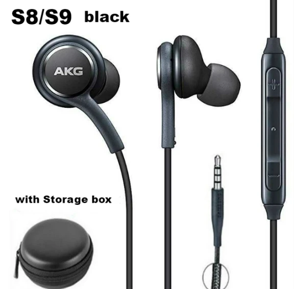 Наушники AKG черные eo IG955 3,5 мм/type-c в уши с микрофоном Проводная гарнитура для Galaxy samsung note10/note10+ S8 S9 s10 смартфон - Цвет: S8 S9 black with box