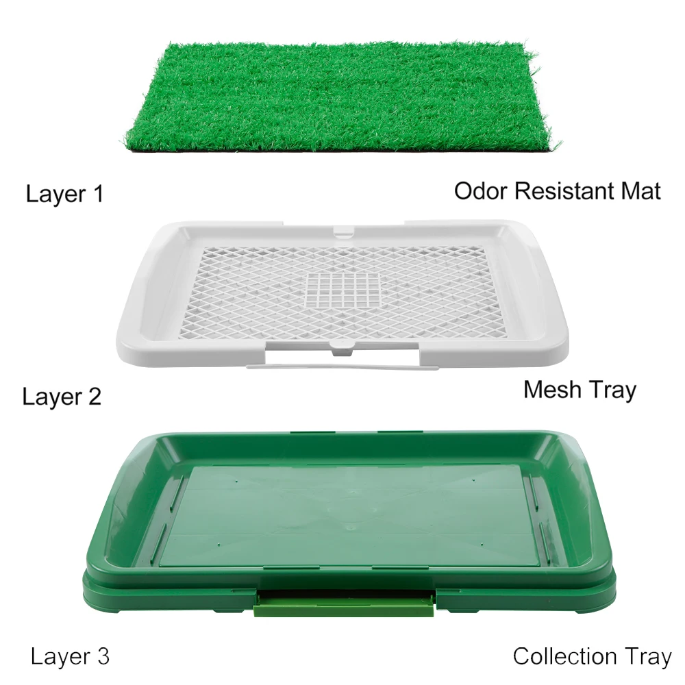 

New 3 Layer Pet Toilet Dog Litter Box Pad Potty Training Synthetic Grass Mesh Tray Pee Pad for Dogs Indoor Outdoor Use