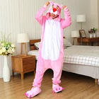 Пижама в виде единорога, взрослые, животные, Розовая пантера, кошка, комбинезон для женщин и мужчин, зимняя фланелевая домашняя пижама для пар