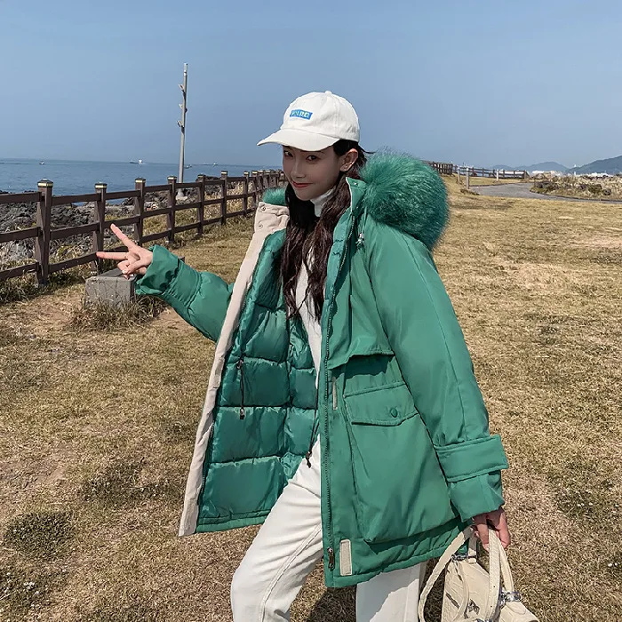 

Fashion European American style brand temperament commute Korean short paragraph loose student cotton bread bread clothing women