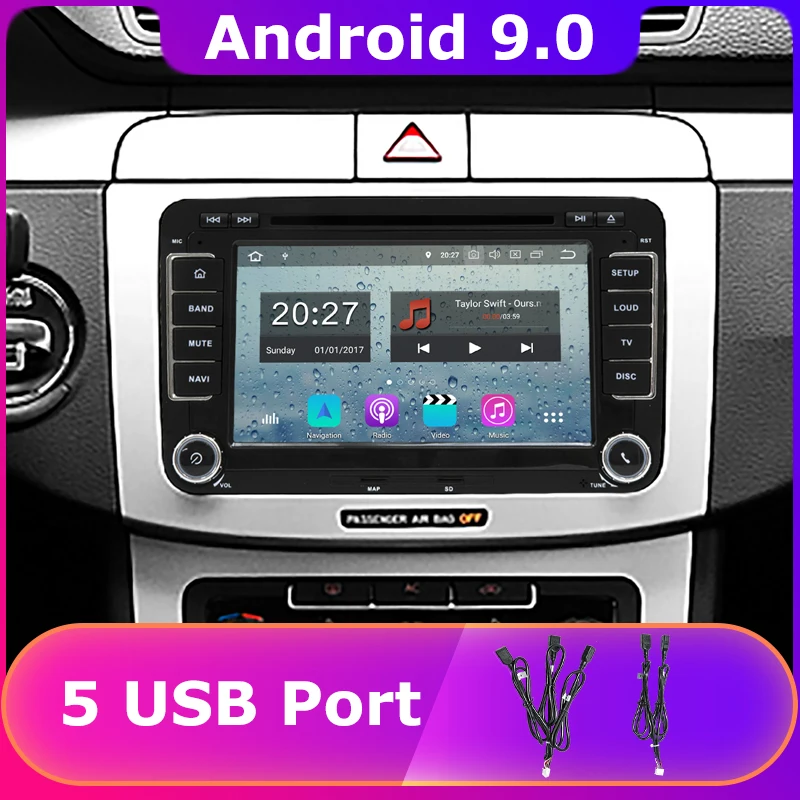 Автомобильный DVD плеер с восьмиядерным процессором 5 USB Android 9 0 для VW Golf Passat Polo Tiguan