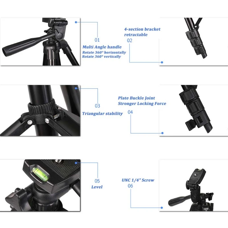

DSLR SLR телефон Vlog штатив KitsLive селфи с регулируемой высотой 360 °/90 ° вращение
