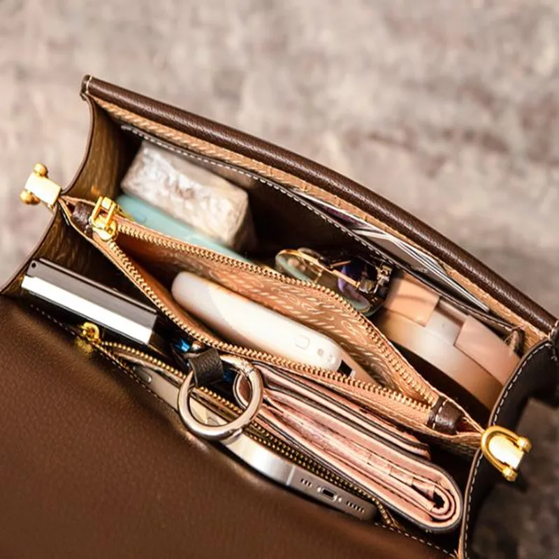 2021 New Fashion Organ Bacchus Bag All-match Leather High Quality Messenger Small Square Bag Purses and Handbags Luxury Designer