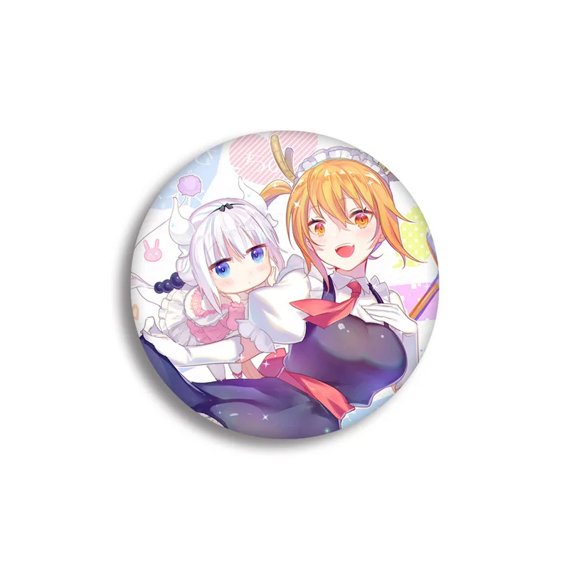 1 Pcs Anime Kobayashi San Chi No Maid Dragon Brooch Kanna Kamui Toru Cartoon Pattern Art Round Cosplay Badge 58MM Backpack Gift | Украшения