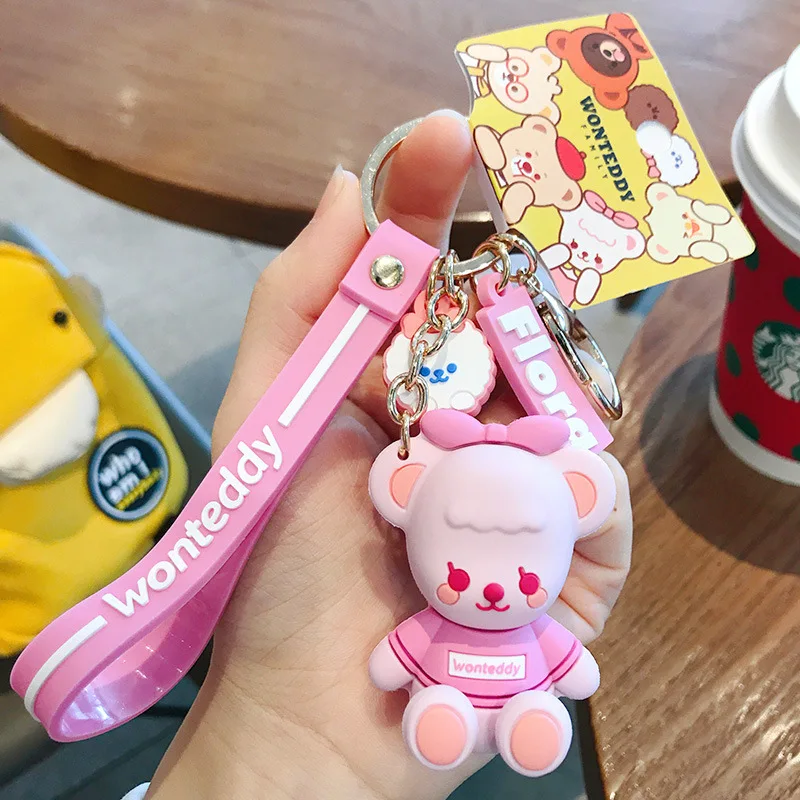Модный силиконовый брелок для ключей с аниме куклой украшение милым медведем в