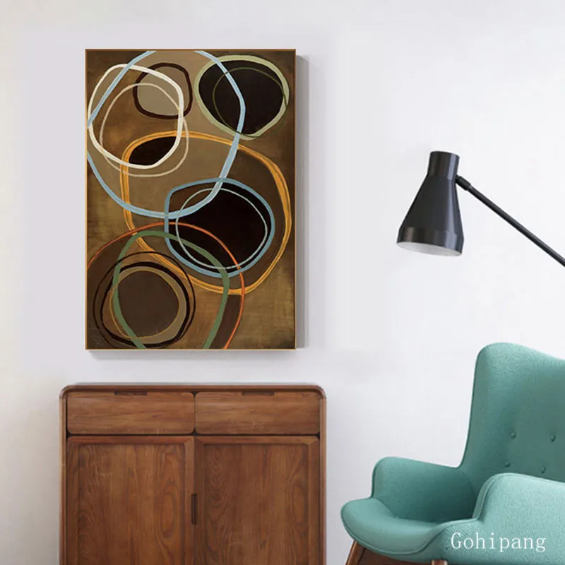 Современные красочные Пузырьковые круги холщовая живопись стильный плакат