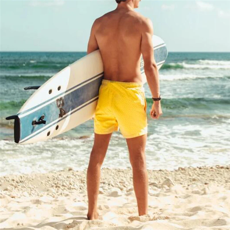 

Color-changing Beach Shorts Quick Dry Swimwear Pants Men Children Warm Color Discoloration Surfing Board Gift Swimming Party
