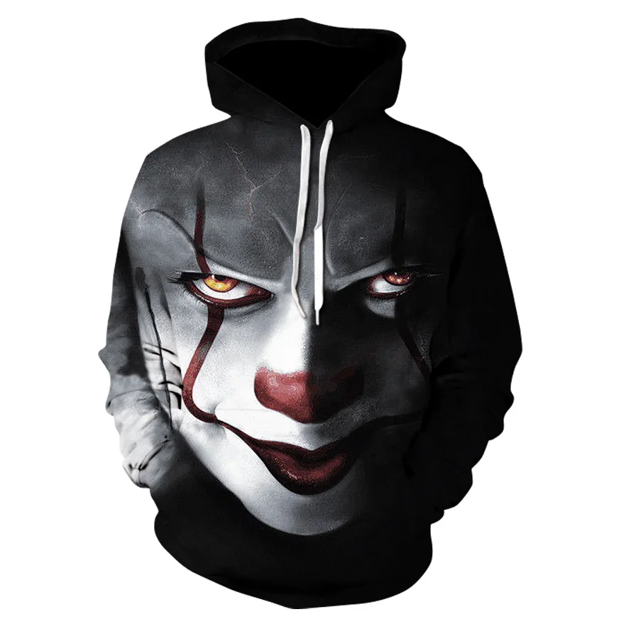 Pennywise 3D Толстовка с джокером Мужская и Женская пуловер Sudadera Hombre Повседневная