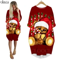 cloocl merry christmas dress 3d printed bear gift xmas tree snowman women dresses long sleeve harajuku streetwear drop shipping