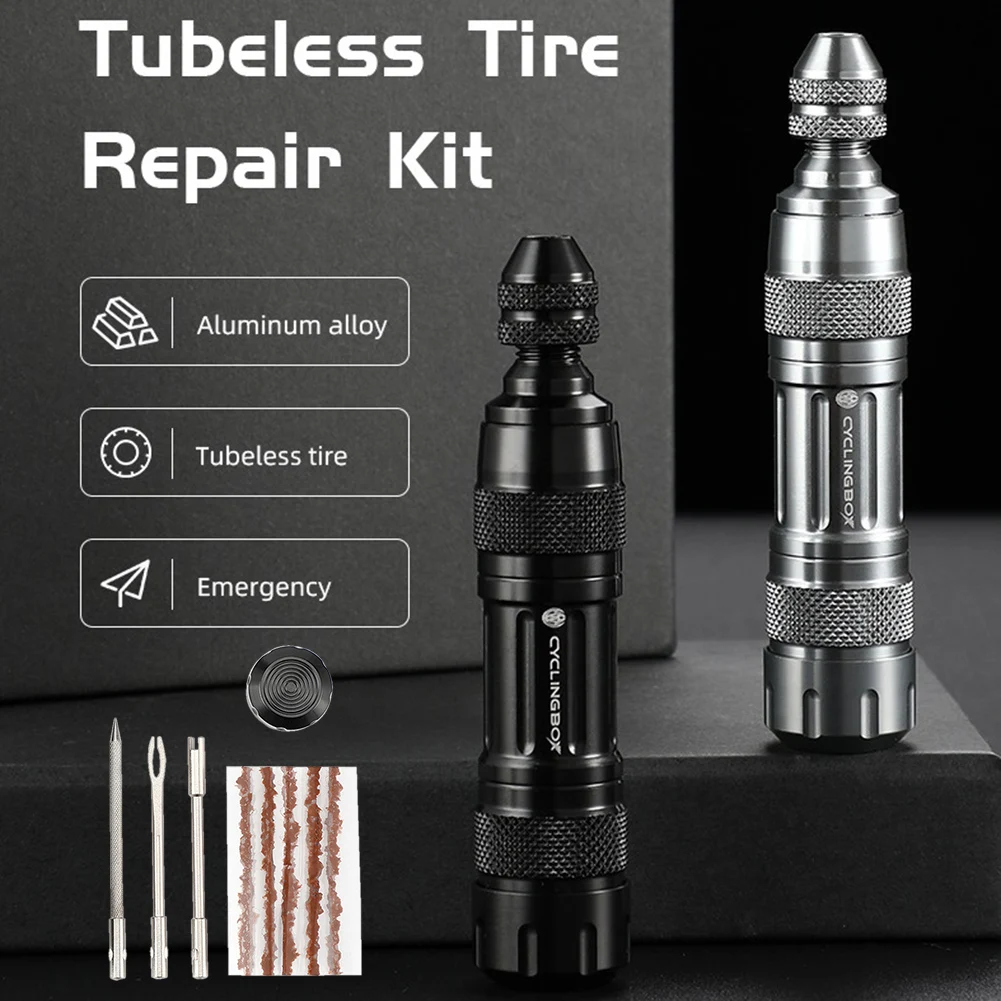 

Tubeless Tire Repair Kit for MTB Road Bike Bicycle Tire Punctures with File Clamp Deflator 5 Bacon Strips Bicycle Repair Tools