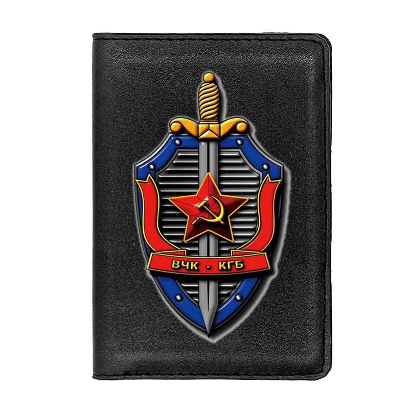 

Cool The Committee of State Security Printing Passport Cover Holder ID Credit Card Case Travel Black Leather Passport Wallet