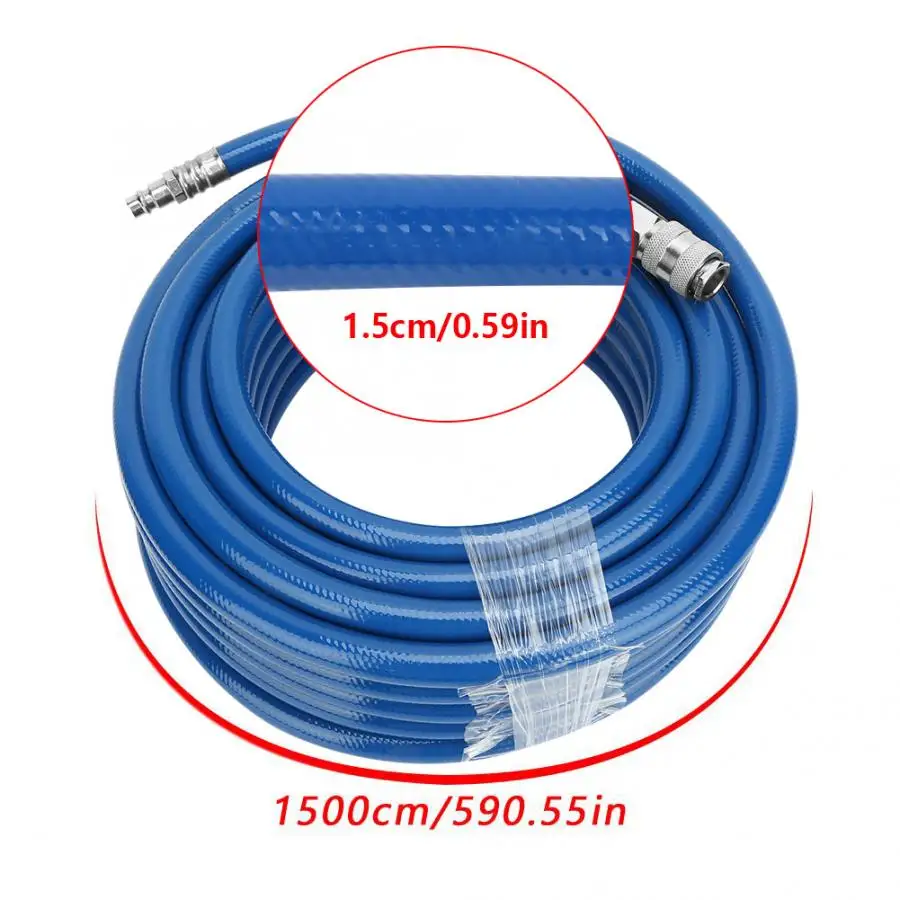 15Meter PVC Hose Air Pneumatic Tube Pipe Flexible Blue with Quick Connector Compressor Line Hos | Обустройство дома