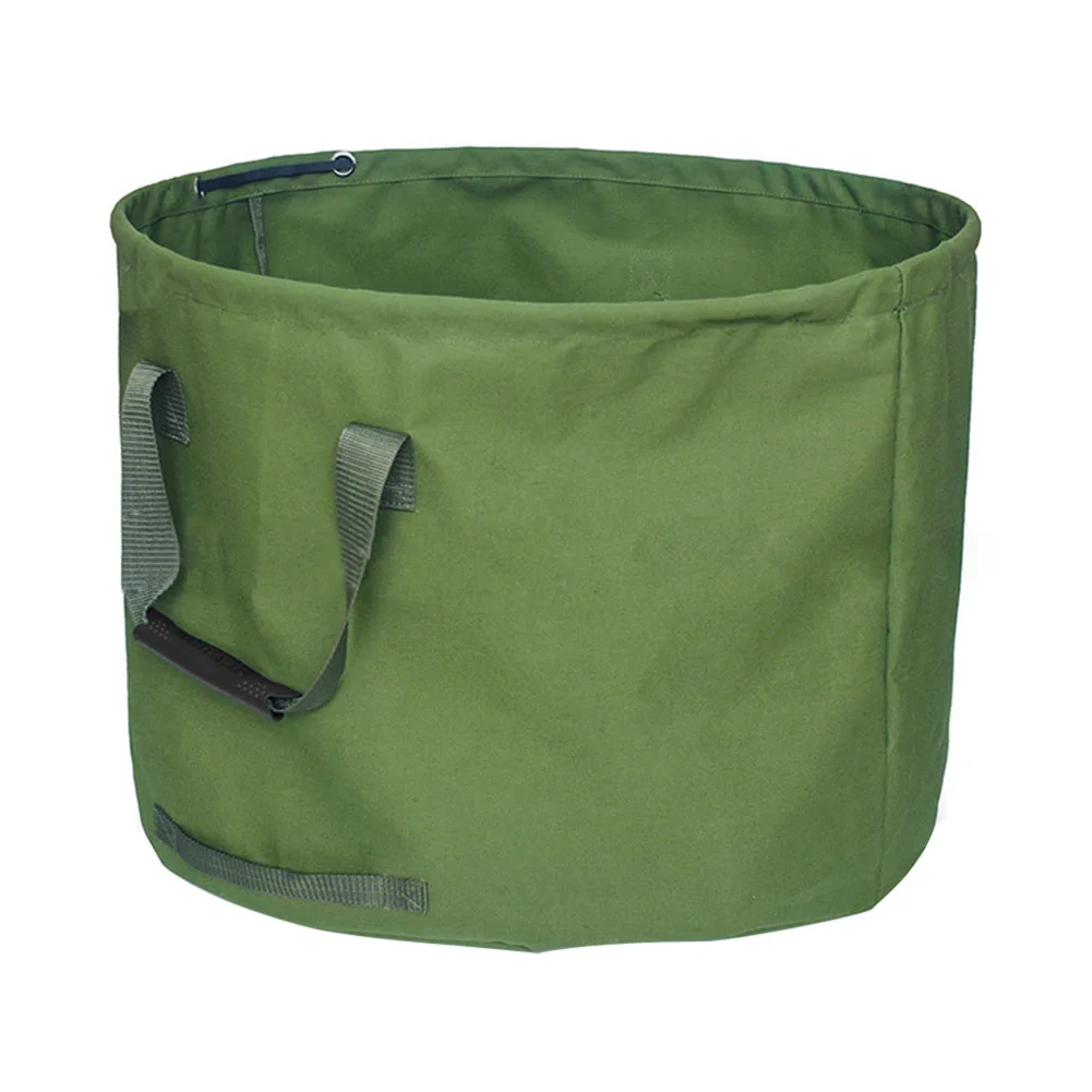 Portable Foldable Large Waste Bag Garden Leaves Waterproof Canvas Camping Reusable Trash Storage Container reusable yard w | Дом и сад