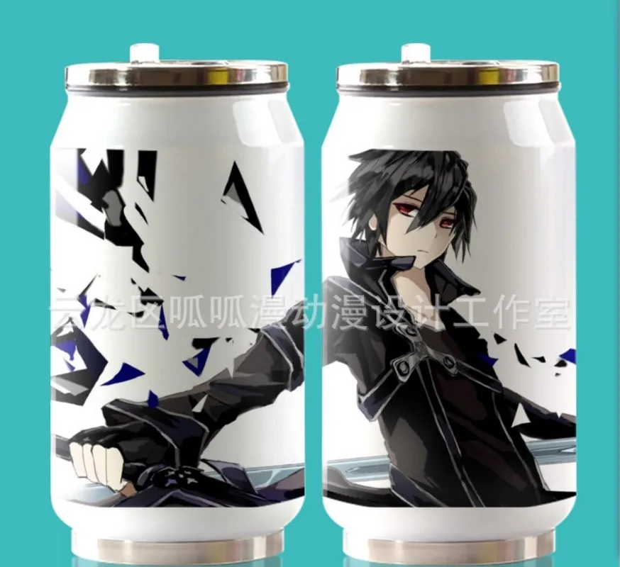 

HOT Anime Sword Art Online Cup Around Vacuum Cup Stainless Steel Zip-top Can Water Bottle Insulated Cup