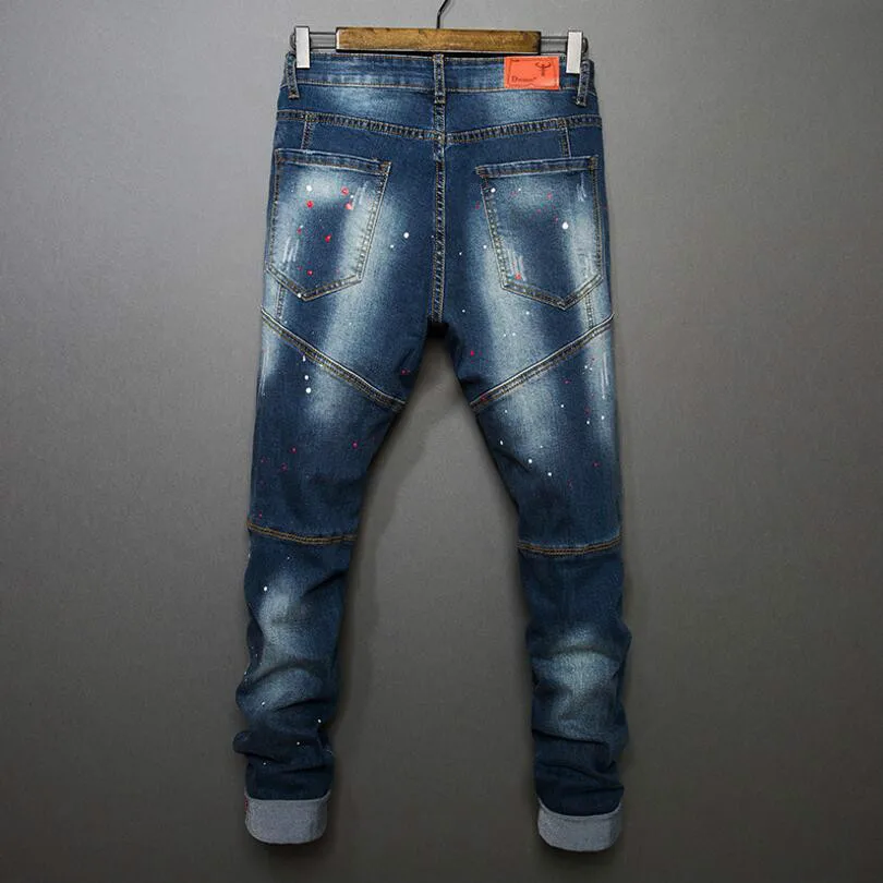 

Good Quality Denim Jeans Pants Men's Slim Denim Jeans Stretch Blue Jean Pants New Fashion Male Skinny Slim Long Jeans Size 38