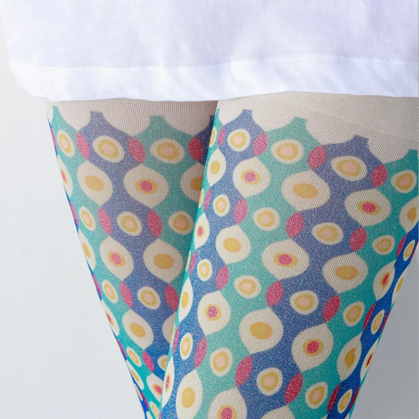 High Quality Womens Creative patterned pantyhose new designs stockings blue dot printed tights