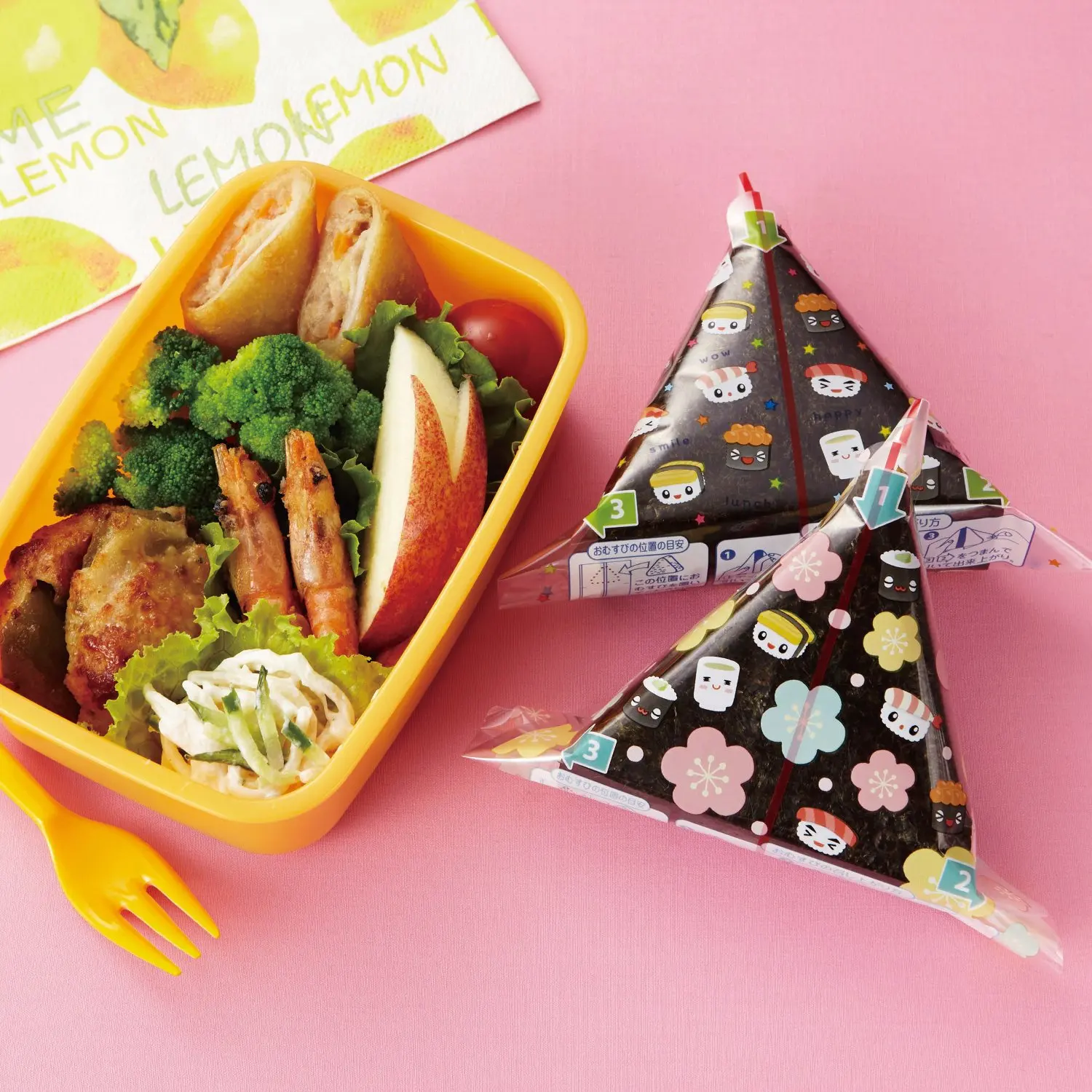 Cartone animato giapponese triangolo palla di riso sacchetto di imballaggio Sushi strumenti di cottura partito Picnic triangolo alghe Film di imballaggio