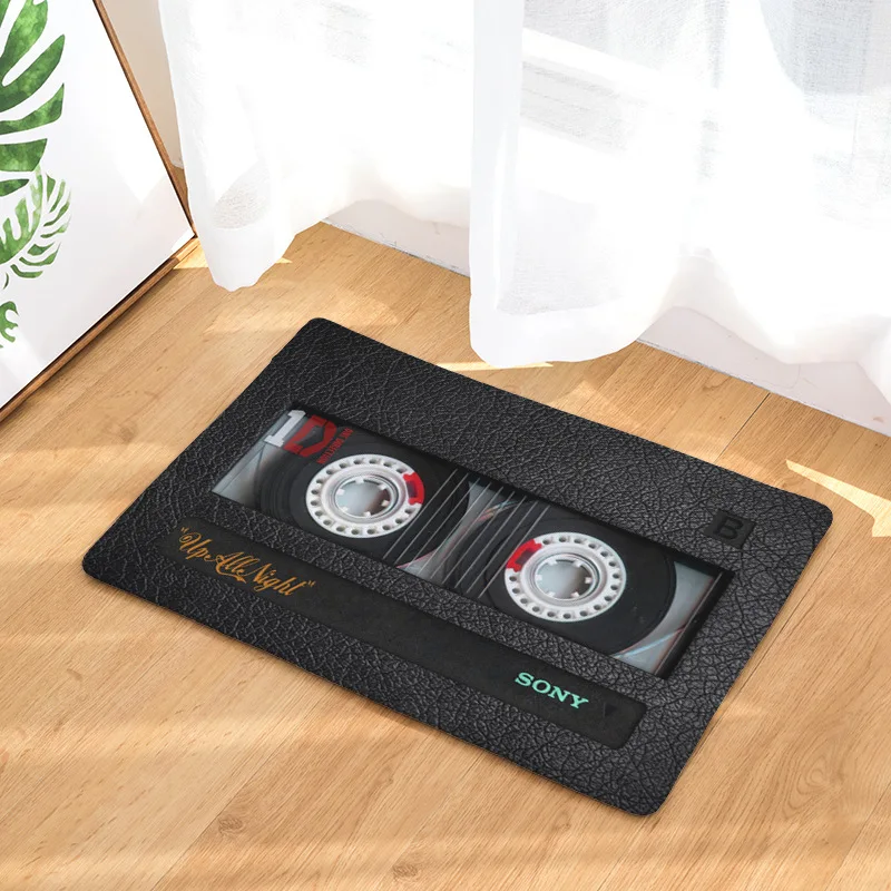 Vintage Coir Doormat Cassette Tape Radio Digital Camera Prevalent Pattern Printing Entrance Carpet For Front Door | Дом и сад
