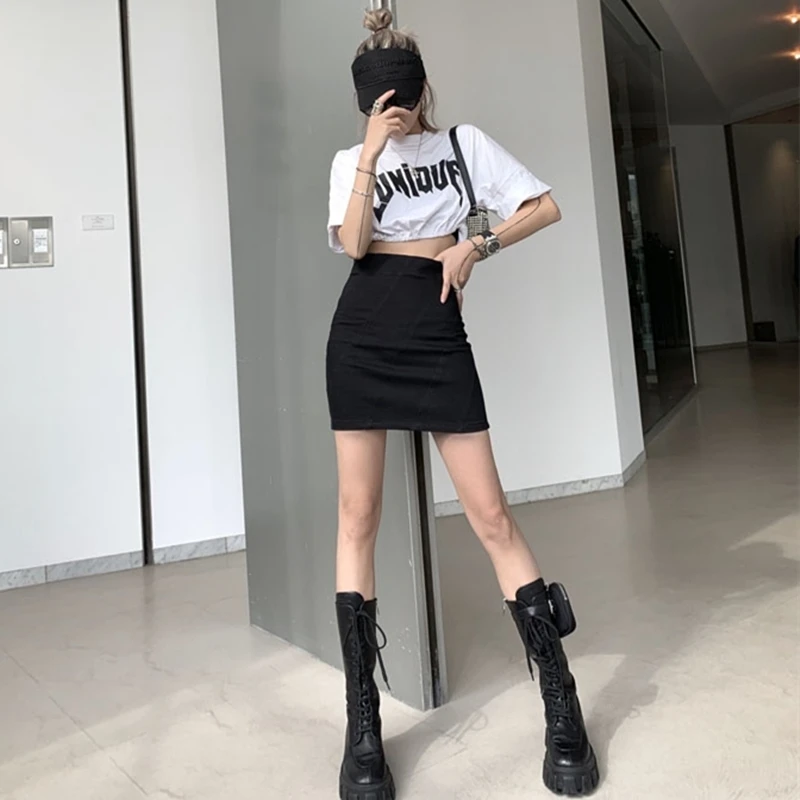 

Short Sleeve Letters Print Sexy Bare Midriff Ctop White Tops Women Fashion Streetwear Party Club Female T-shirts 2020 Summer