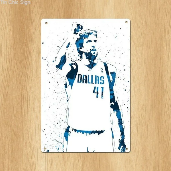 

Dirk Nowitzki Dallas Basketball Metal Tin Sign Metal Sign Pin Up Metal Decor Metal Art Wall Sign Wall Poster Wall Decor