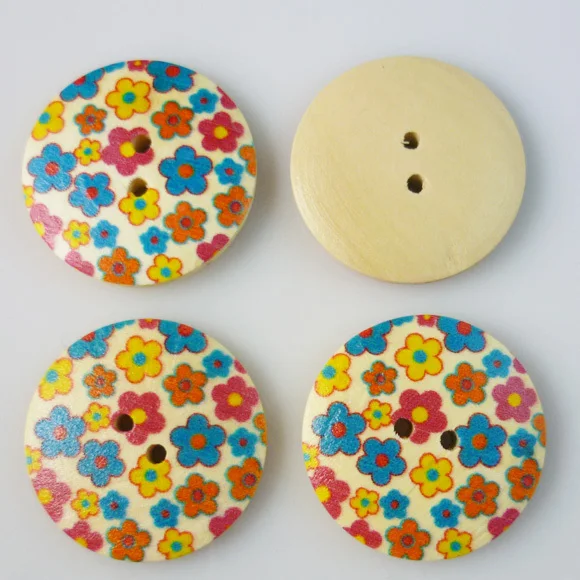 

20PCS 30MM 2-Holes colour flower painting wooden buttons coat boots sewing clothes accessories MCB-179