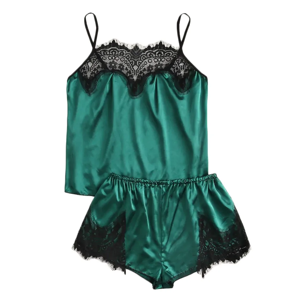 Комплект из 2 предметов женская сексуальная пижама Женское ночное белье атласные