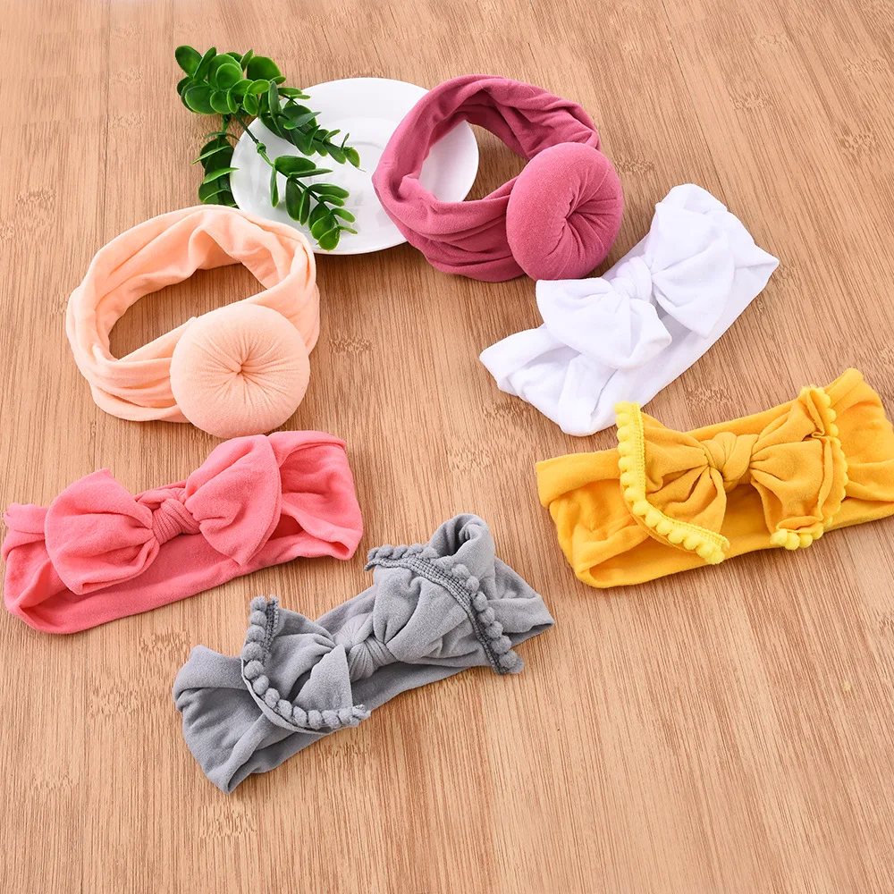 Bowknot Stretch Nylon Lead Contracted Fashion Decoration Baby Headbands Hair Ties Accessories Kids Bandolete Flores Menina | Детская