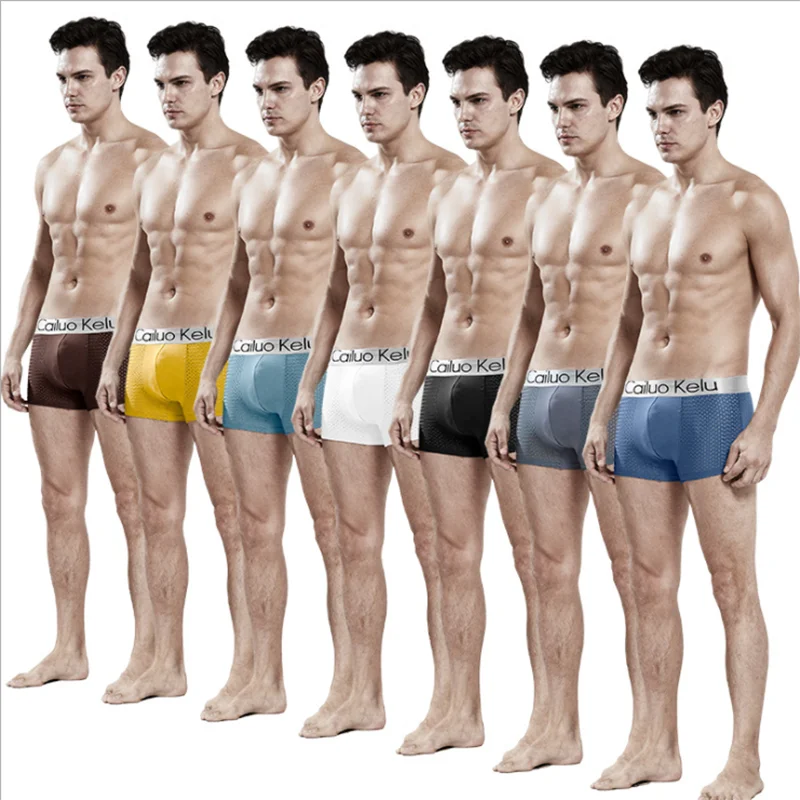 

7pcs Men Boxer Shorts Silver Waist Mesh Hole Daily Home Batch Male Underpant