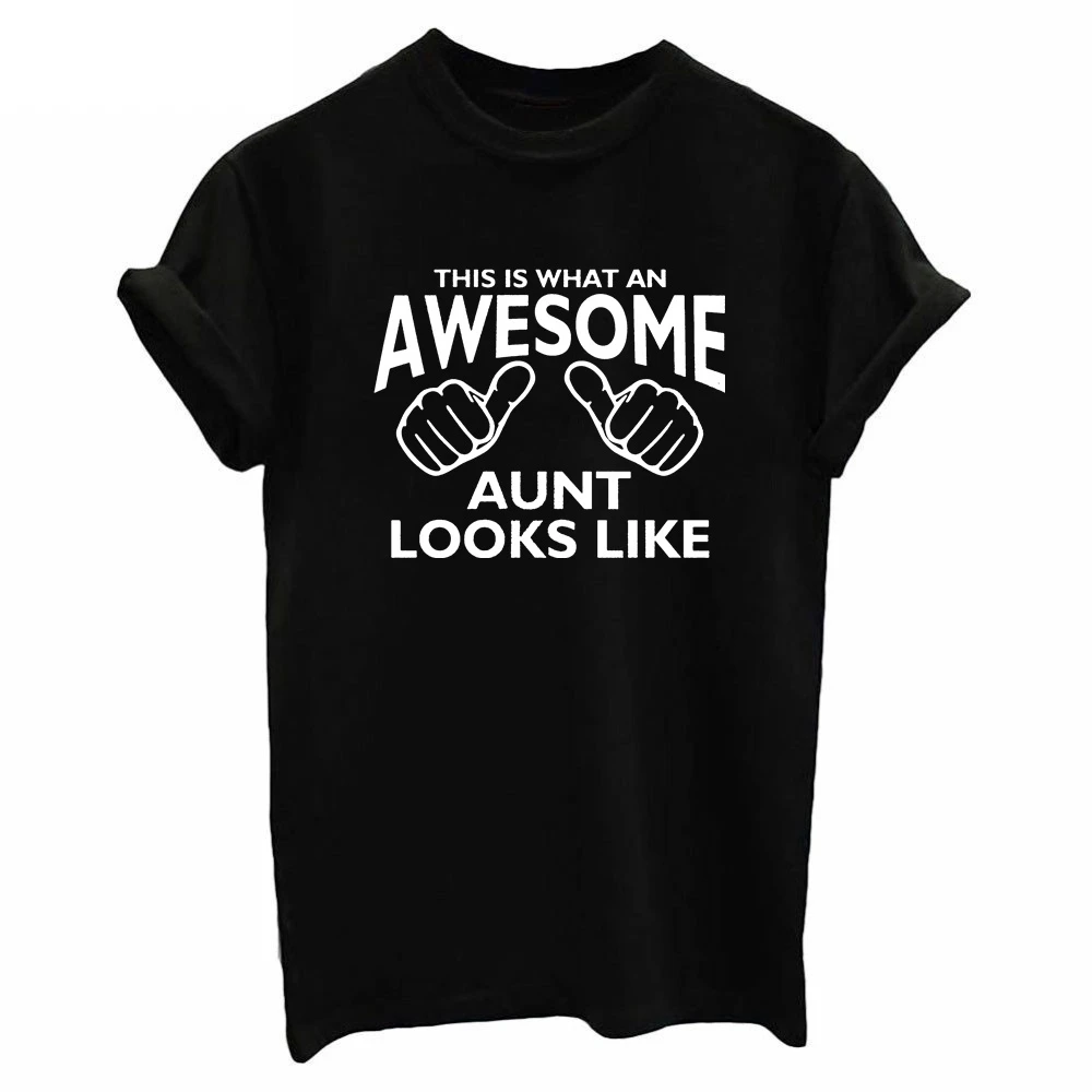 

Women's Fashion This Is What An Awesome Aunt Looks Like Letter Print Short Sleeves T-shirt grunge tumblr party tees tops- K398