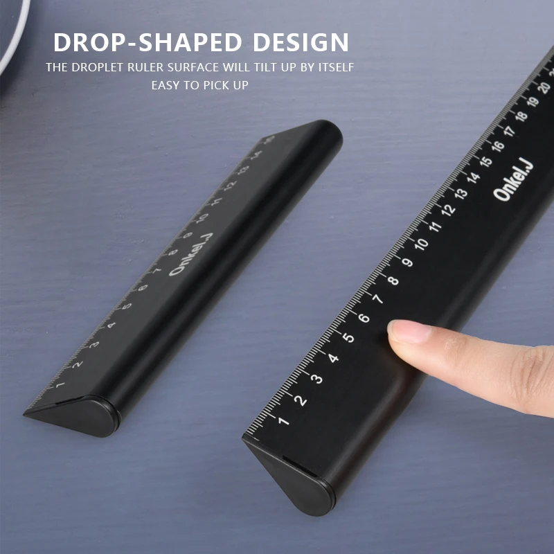 

6/12 Inch Droplet-shaped Aluminum Measuring Ruler Straight Ruler Measurement Tool For Home Office Supplies Stationery Accessory