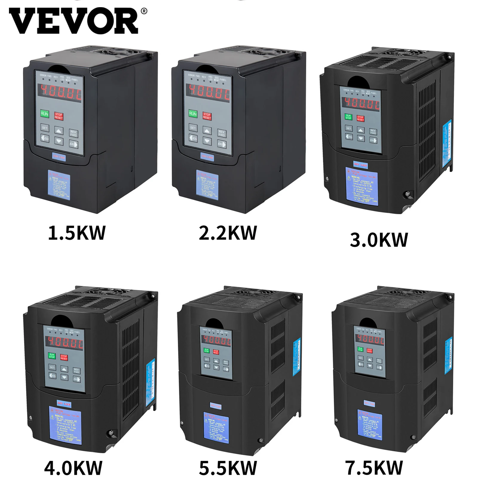 

VEVOR 0.75/1.5/2.2/3.0/4.0/7.5KW 220V VFD Variable Frequency Drive CNC VFD Motor Drive Inverter Converter for CNC Router Milling