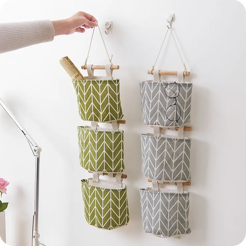 3 Pockets Wall Hanging Home Storage Bag Holder Wardrobe Sundries Container Door Pouch Decor Cosmetic Toys Organizer | Дом и сад