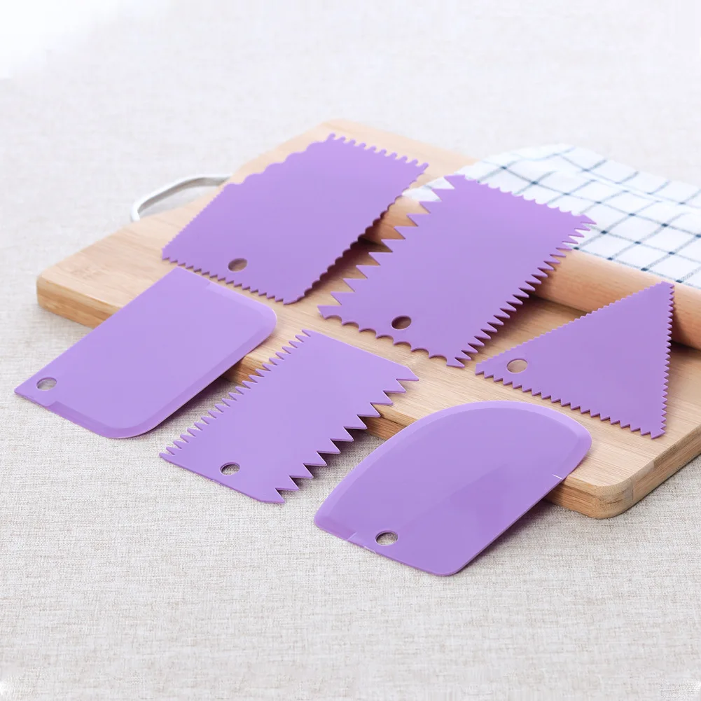 

6 Pcs/set Reusable Colorful Plastic Irregular Teeth Edge DIY Cream Scraper Cake Decorating Baking Spatulas Tools