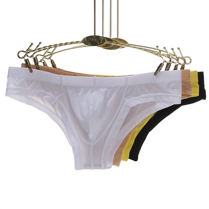 

Men's Sexy Transparent Low-Waisted Breathable Bulge Pouch Underpants Briefs High Quality Soft Comfortable Thong