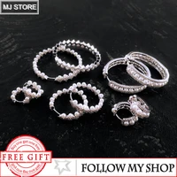 meiji new s925 sterling silver round pearl earrings with zircon womens luxury jewelry high quality wave pearl monaco earrings