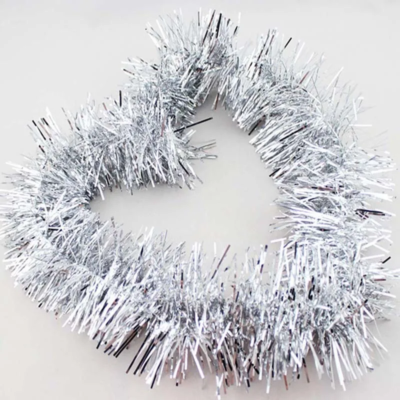 silver 10 шт./лот 9 см* 200 см мишура гирлянды для рождественской елки украшения вечерние украшения - Цвет: silver
