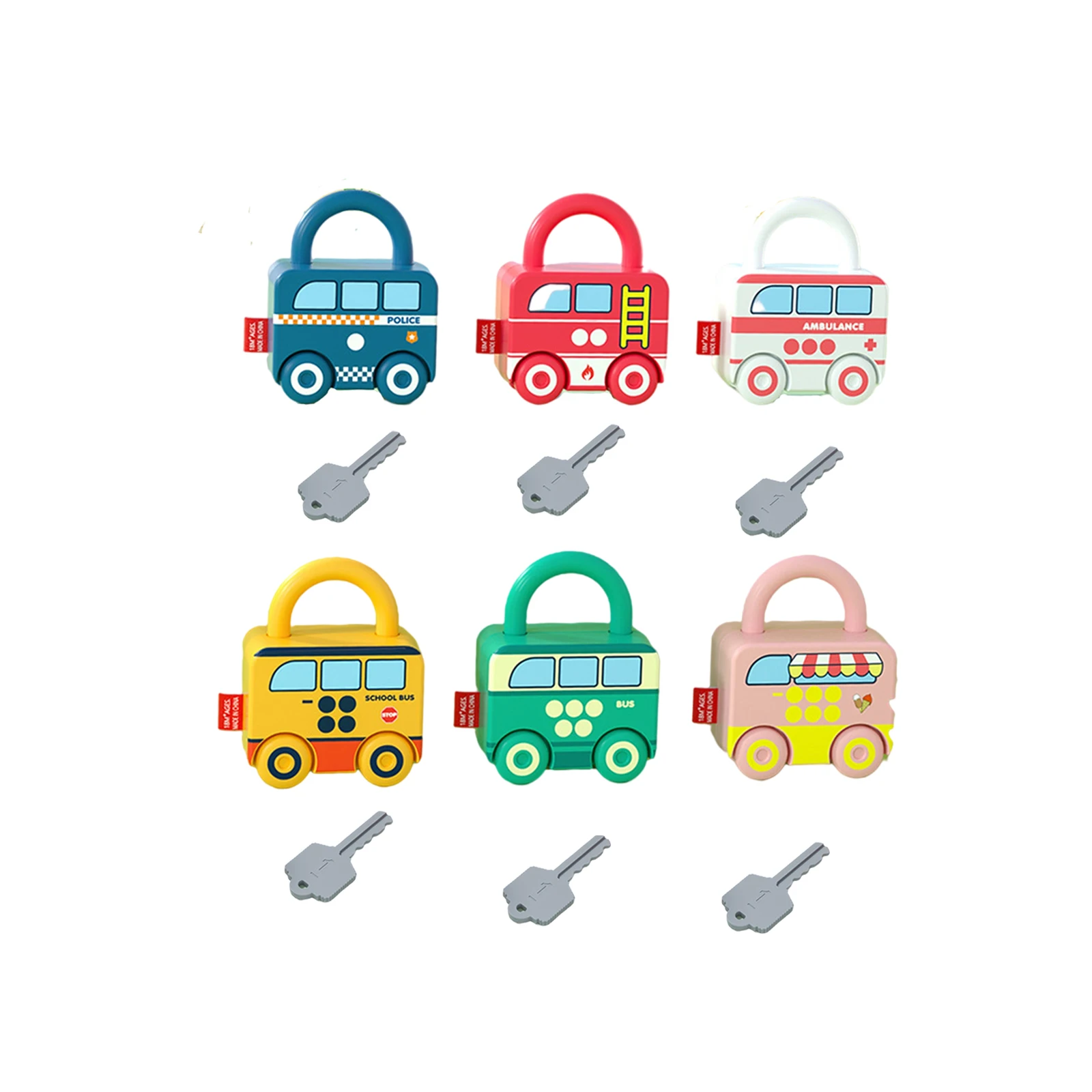 

Разблокировка мультяшного автобуса, парные игрушки, Цифровые Автомобильные замки, ключи, подходящий образовательный набор, интеллектуальн...
