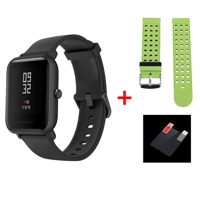 black and green Английская версия Huami Смарт-часы Amazfit Bip Lite 45 дней Срок службы батареи 3ATM сердечный ритм Amazfit Bip Lite Часы Android iOS - Цвет: black and green