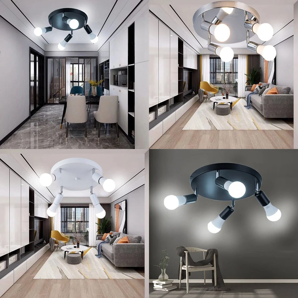 Comfortable Indoor Led Ceiling Light with E27 12W bulb AC85-265V Modern Lamp Black Silver Fixture housing Chandelier | Освещение
