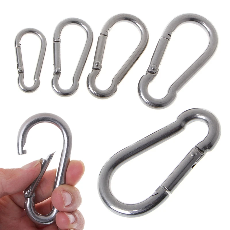 

304 Stainless Steel Spring Carabiner Snap Hook Keychain Quick Link Lock Buckle 652D