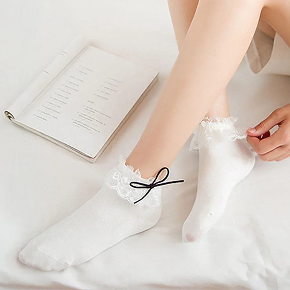 1 пара роскошные винтажные хлопковые кружевные короткие носки с рюшами в