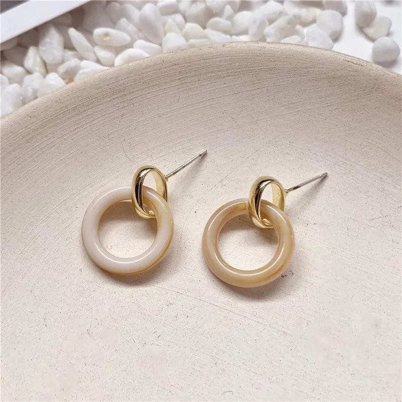 Модные маленькие серьги в стиле ретро молочного абрикоса корейские