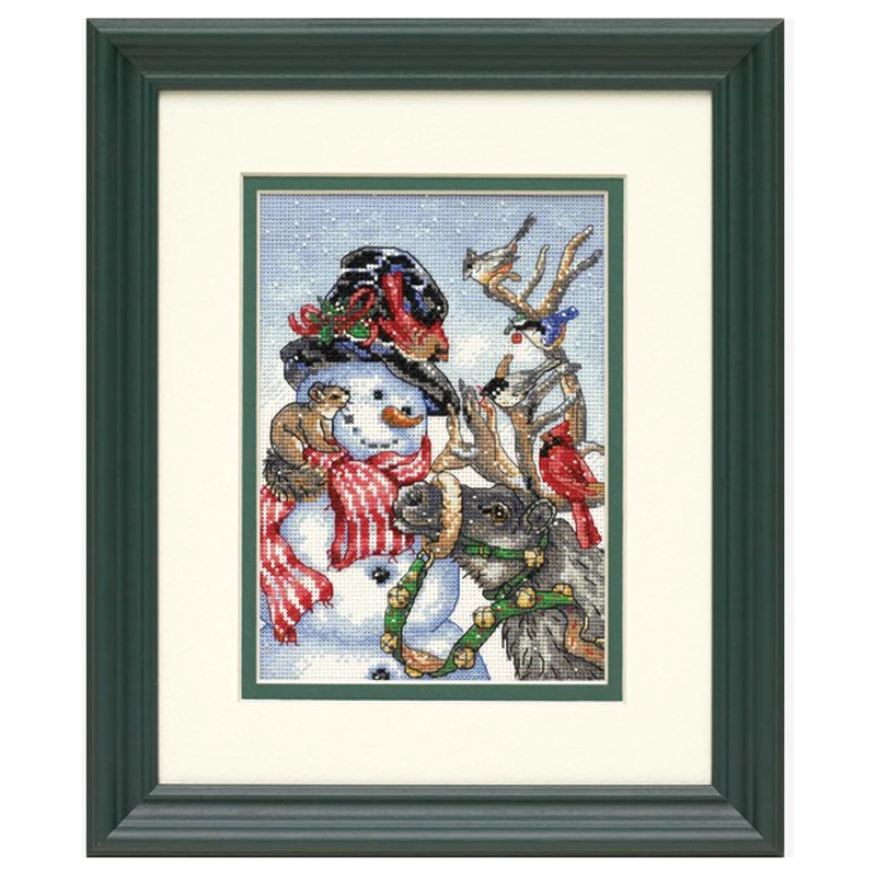 Высокое качество милый Набор для вышивки крестом снеговик и олень птицы зима